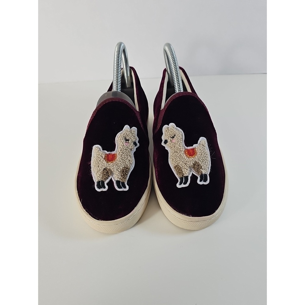 Soludos Red Velvet Llama Slip On Sneaker Shoes Women's US 6‎